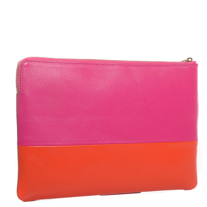Celine Lambskin Bi-Color Solo Clutch Pouch Hibiscus 3 of 8