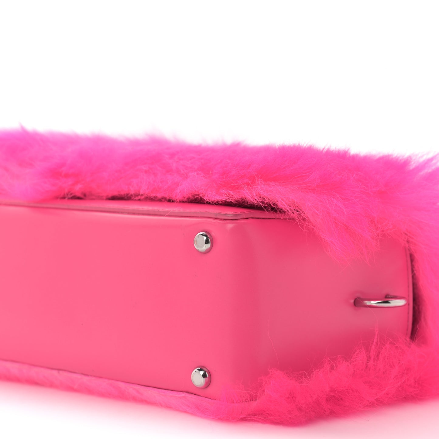 Shearling Calfskin Ray Baguette Crossbody Neon Pink
