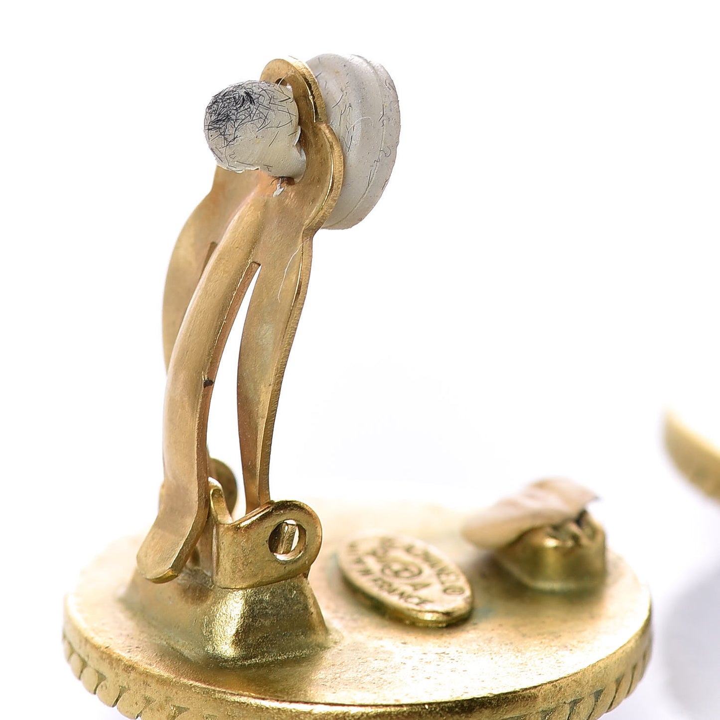 Enamel CC Clip On Earrings Black Gold