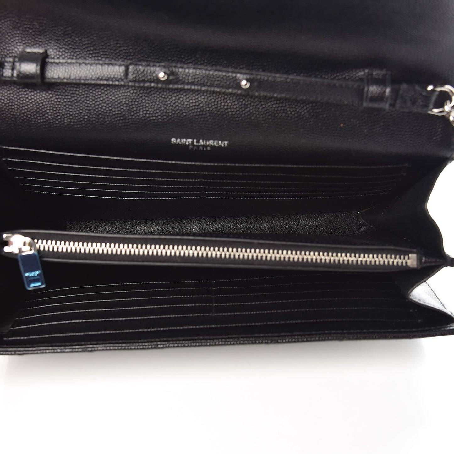Grain De Poudre Matelasse Chevron Monogram Chain Wallet Black