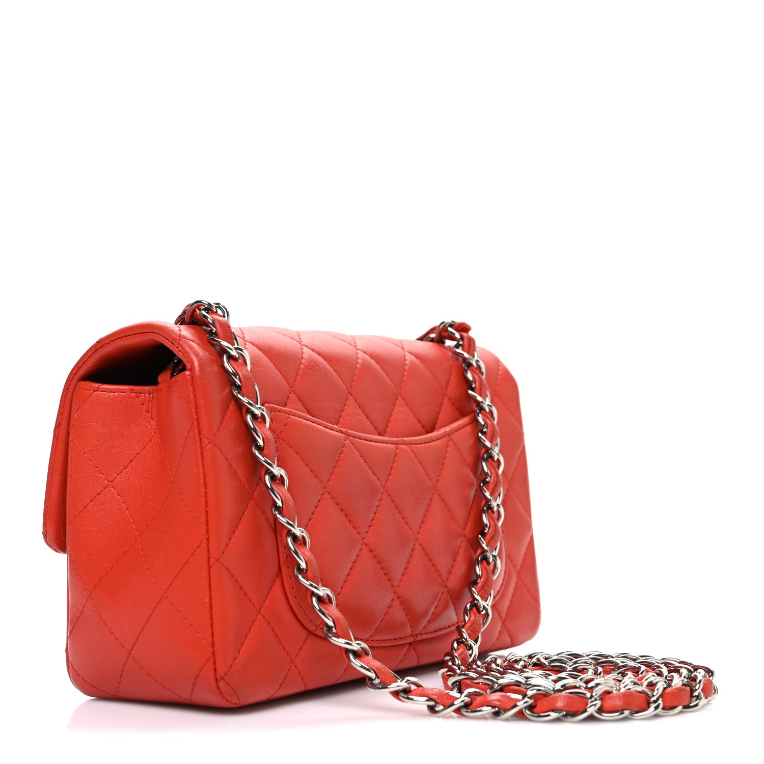 Chanel Lambskin Quilted Mini Rectangular Flap Red 3 of 10