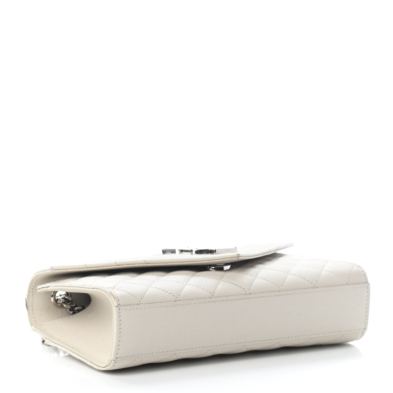 Saint Laurent Grain De Poudre Textured Mixed Matelasse Triquilt Small Monogram Satchel Optical White 3 of 9