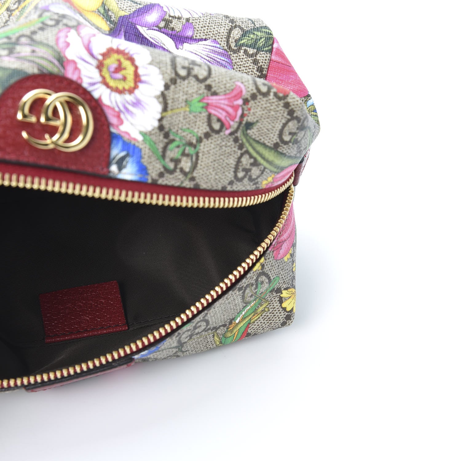 Gucci Soft GG Supreme Monogram Flora Calfskin Medium Ophidia Cosmetic Case Beige Ebony Multicolor Rosso 4 of 8