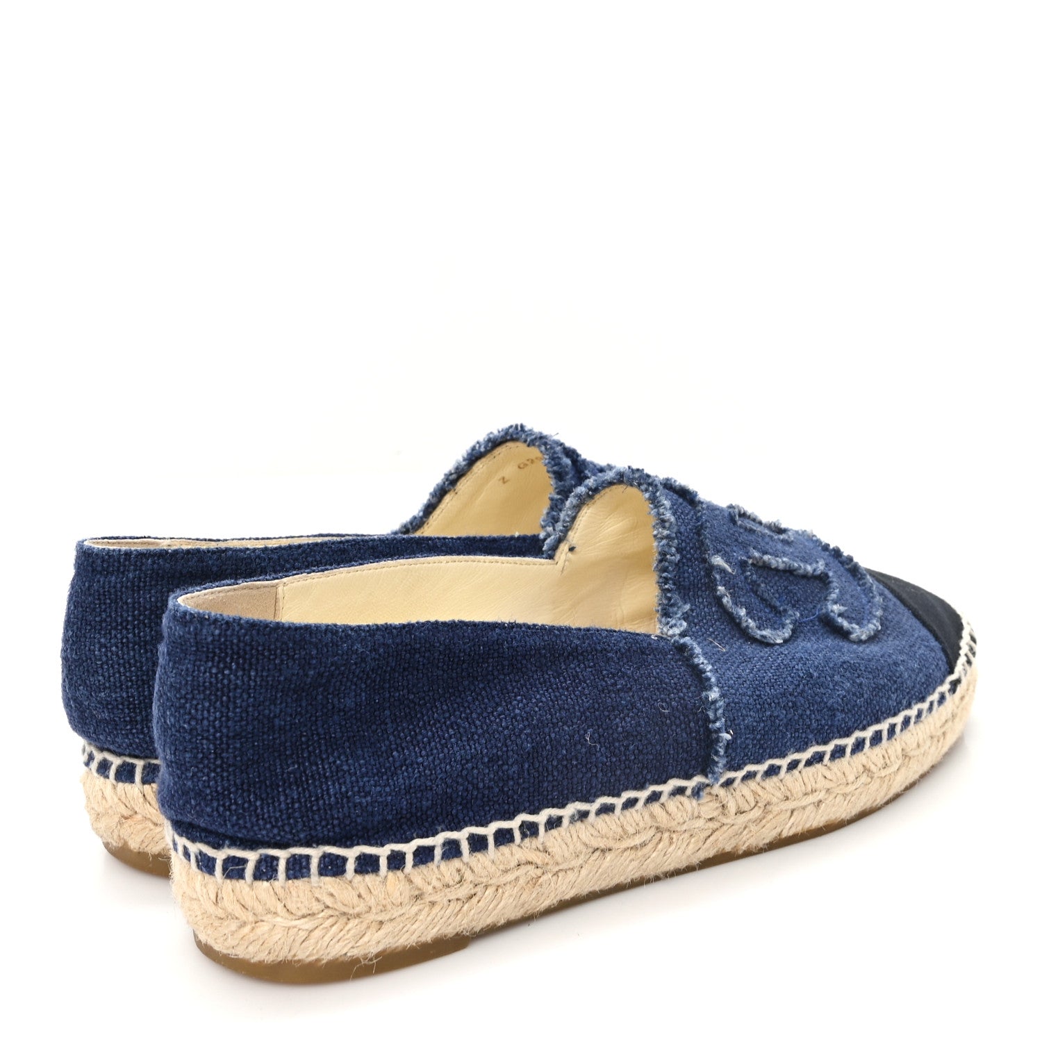 Chanel Denim Toile CC Espadrilles 37 Navy Black 5 of 10