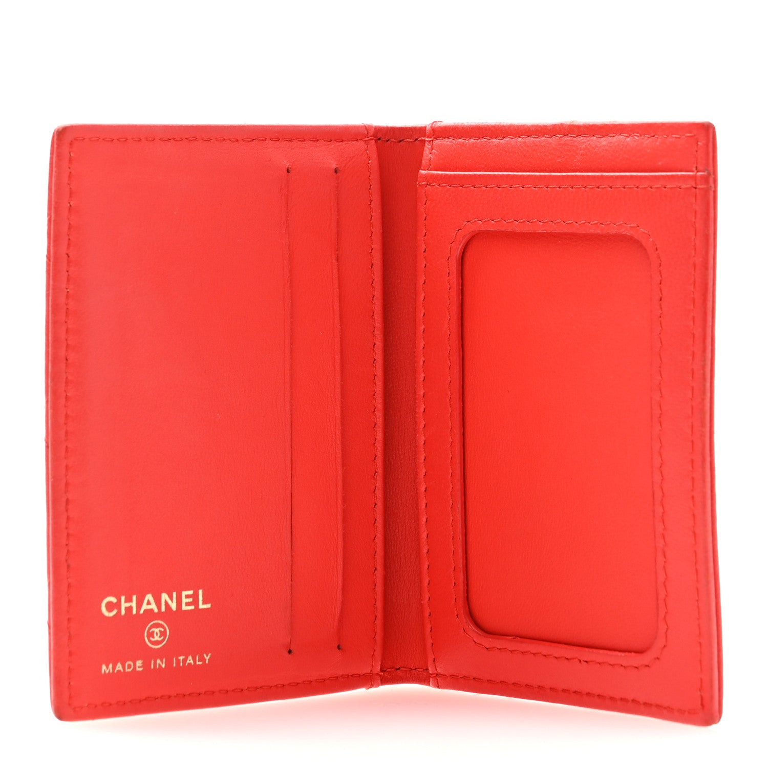 Chanel Lambskin Quilted Card Holder Wallet Red 5 of 10