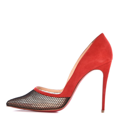 Christian Louboutin Fishnet Suede Miluna 100 Pumps 37 Black Rouge 1 of 12