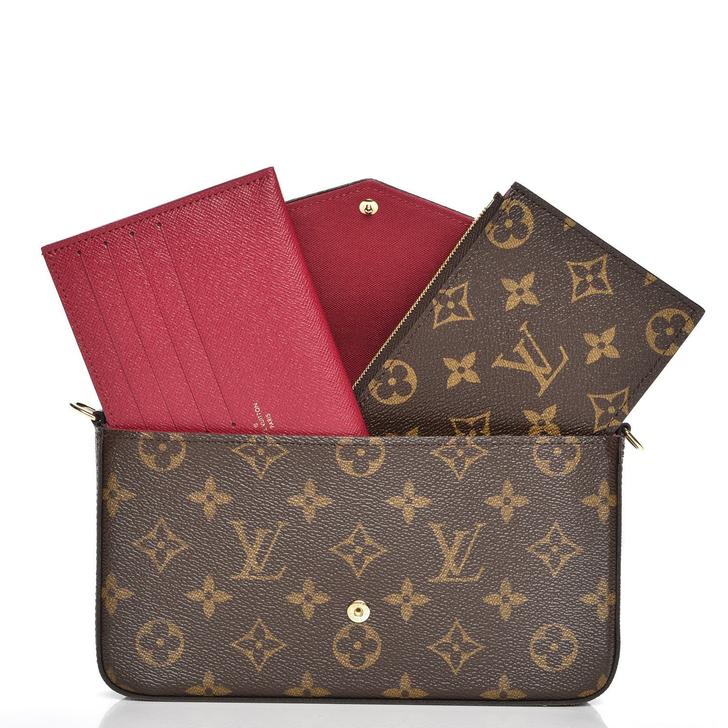 Monogram Pochette Felicie Chain Wallet Fuchsia