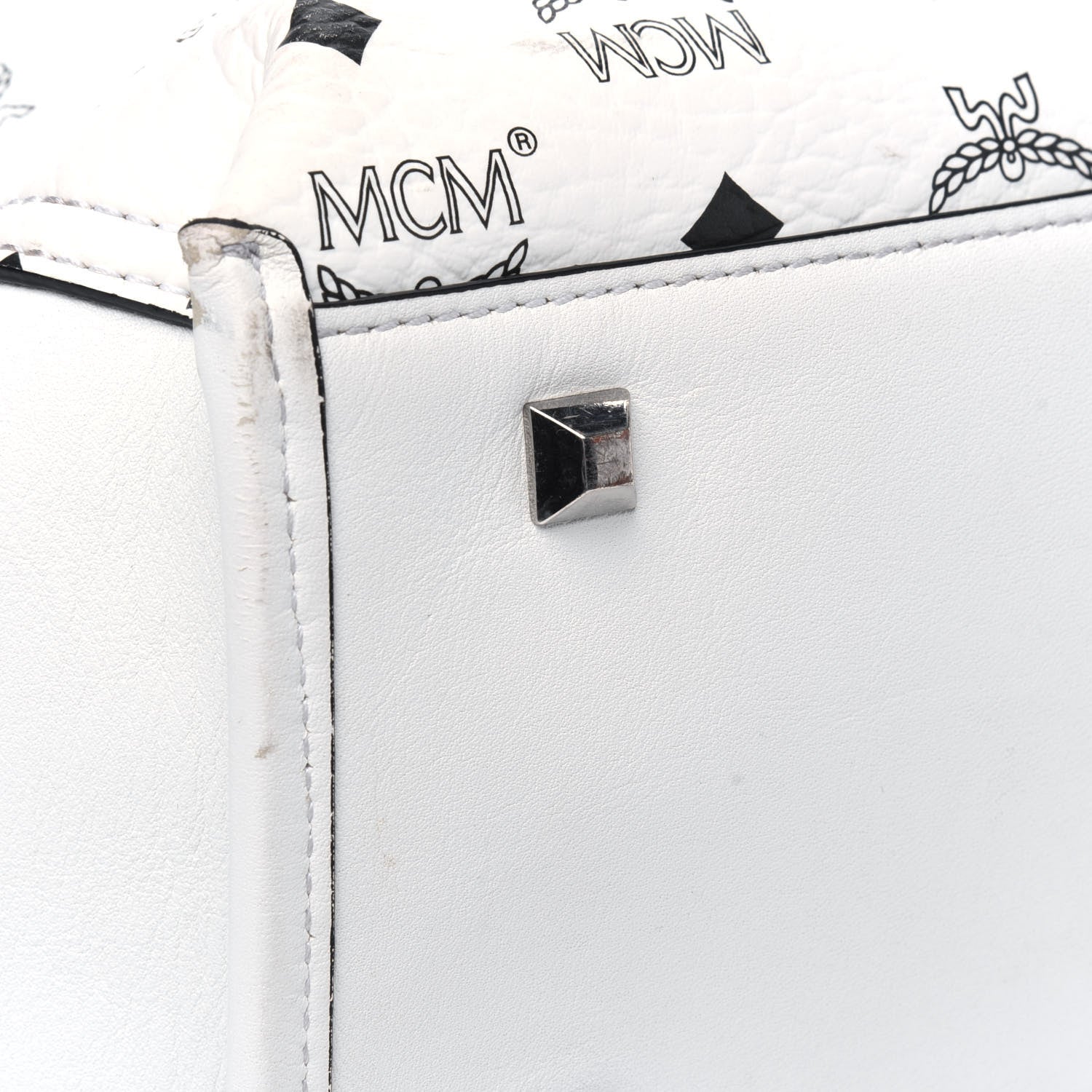 MCM Visetos Shopper Tote White 10 of 18