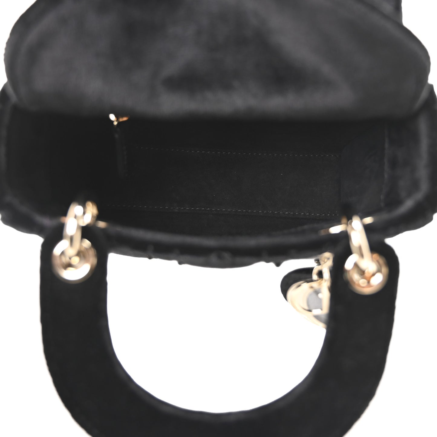 Velvet Beaded Mini Lady Dior Black