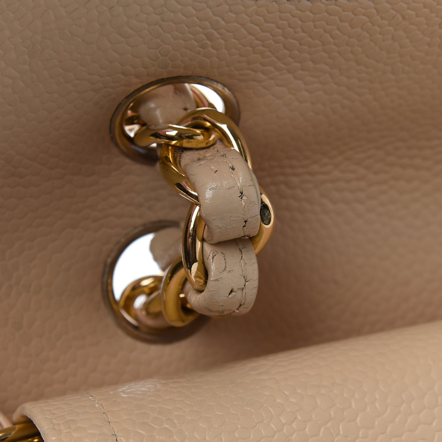 Caviar Quilted Jumbo Double Flap Beige Clair