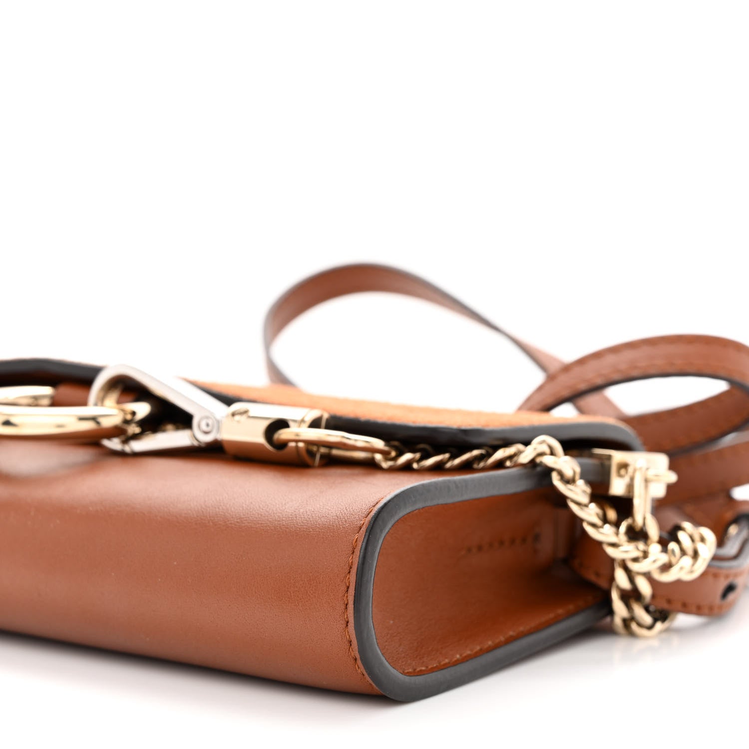 Chloe Suede Calfskin Faye Wallet On Strap Tan 10 of 10