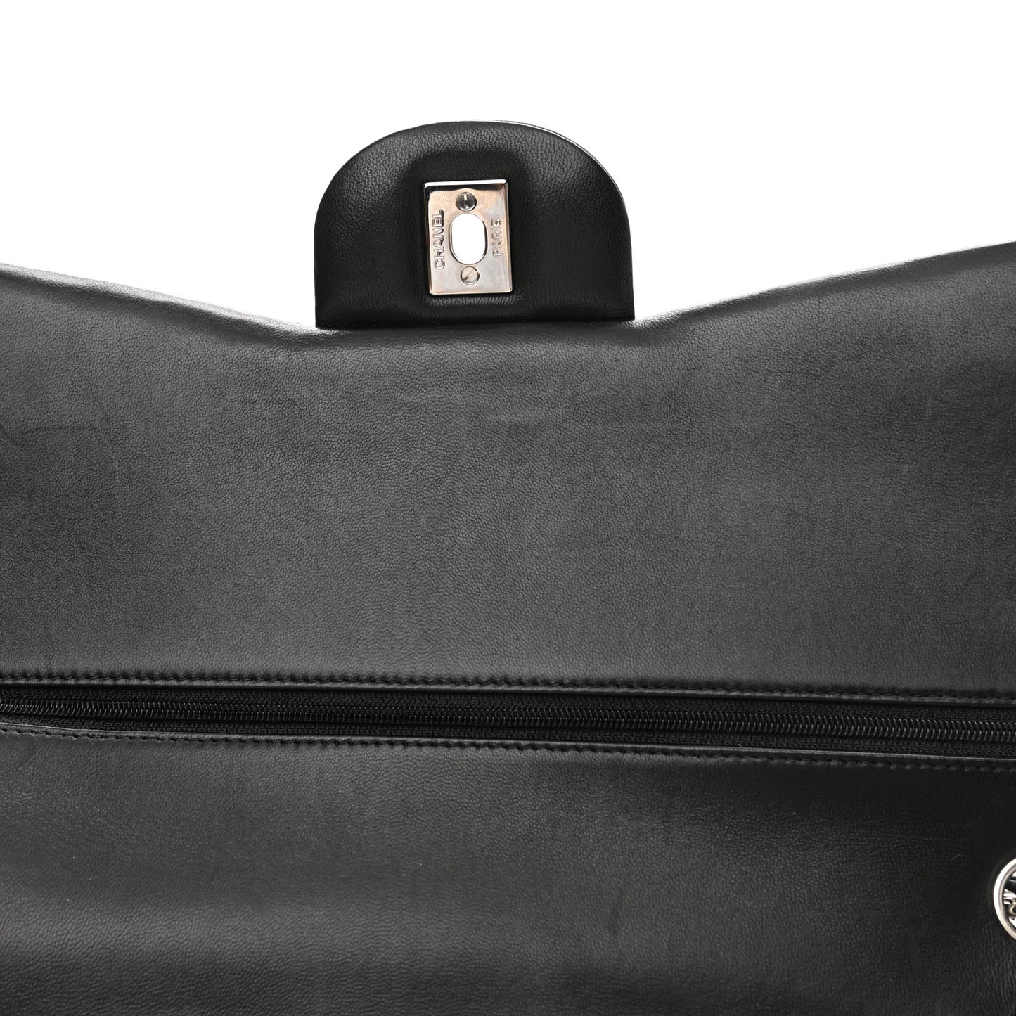 Lambskin Quilted Jumbo Double Flap Black