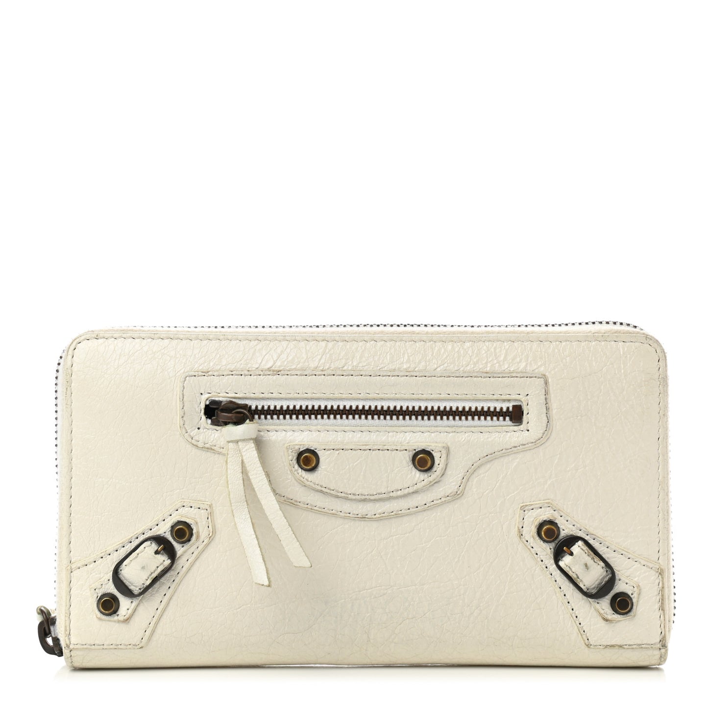 Agneau Classic Hardware Continental Zip Around Wallet White