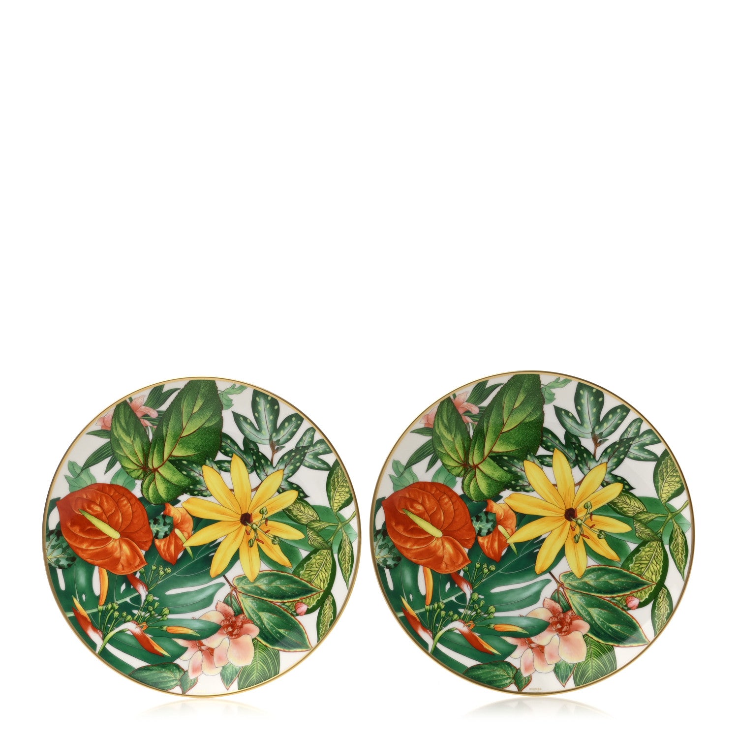Hermes Porcelain Passifolia Dessert Plate N°2 Set of 2 1 of 7
