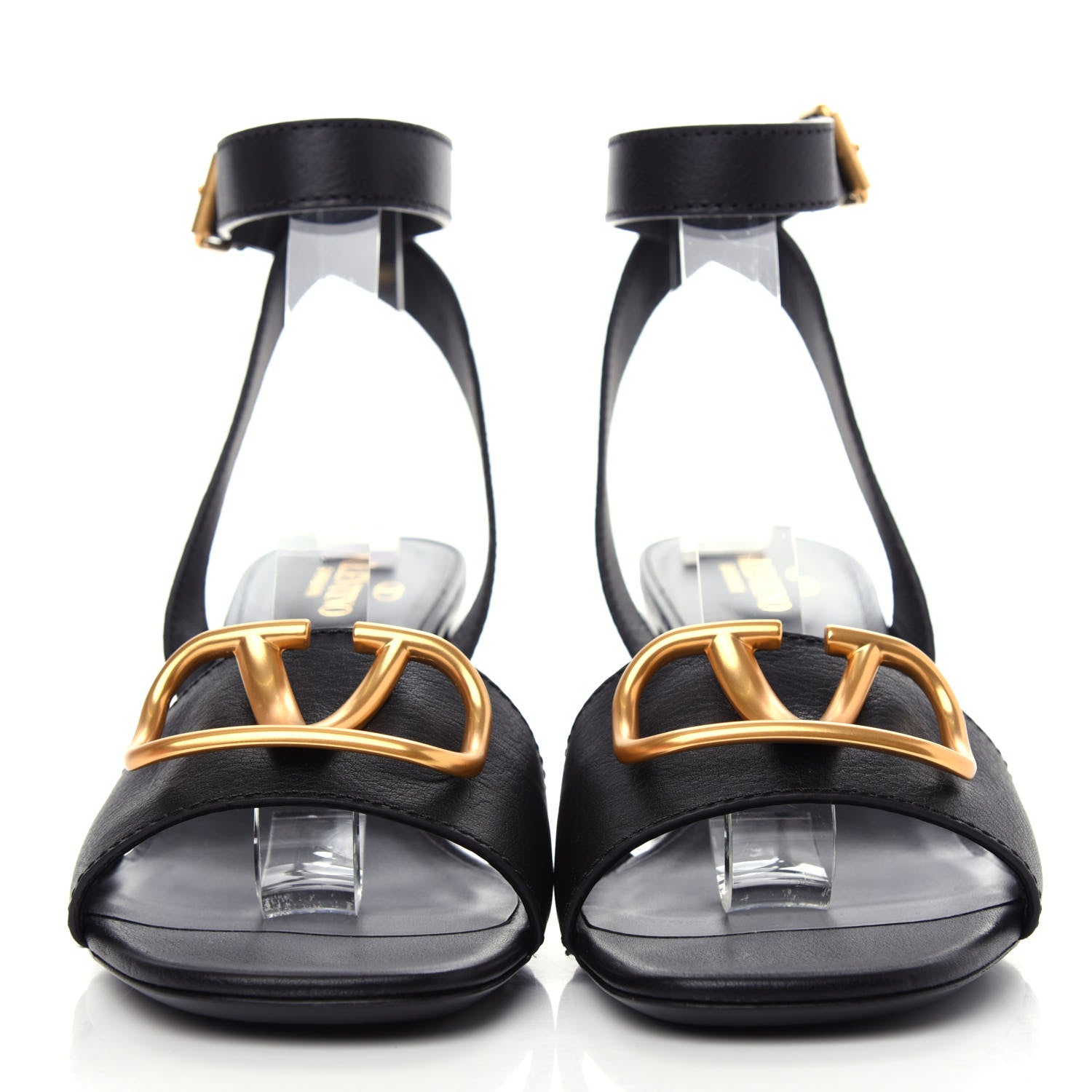 Valentino Garavani Grainy Cowhide VLogo 60mm Sandals 41 Black 2 of 10