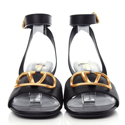 Valentino Garavani Grainy Cowhide VLogo 60mm Sandals 41 Black 2 of 10
