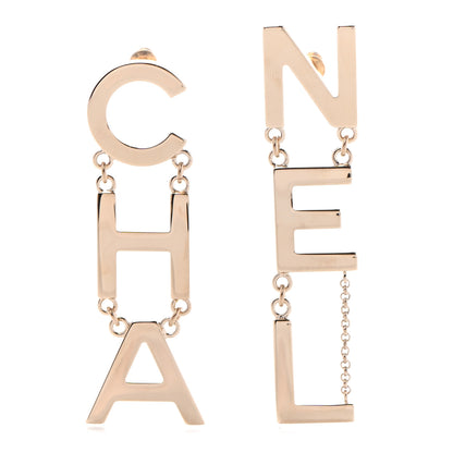Chanel Metal Cha-Nel Logo Drop Earrings Gold 1 of 4