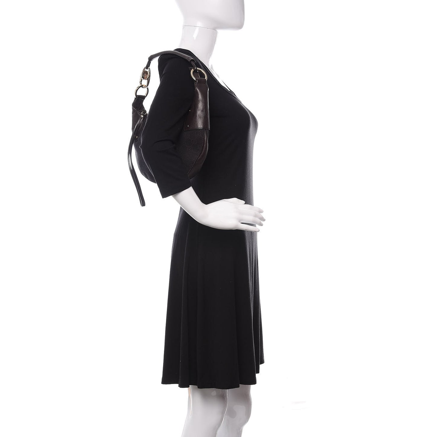 Denim Monogram Half Moon Hobo Dark Brown