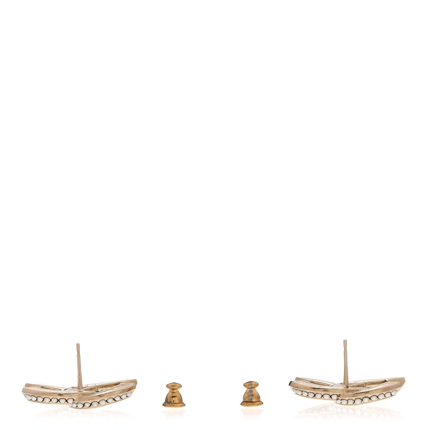 Chanel Crystal Pearl Chain Mania CC Earrings Gold 3 of 5