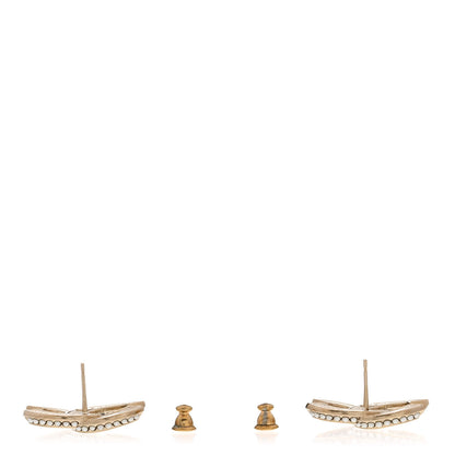 Chanel Crystal Pearl Chain Mania CC Earrings Gold 3 of 5
