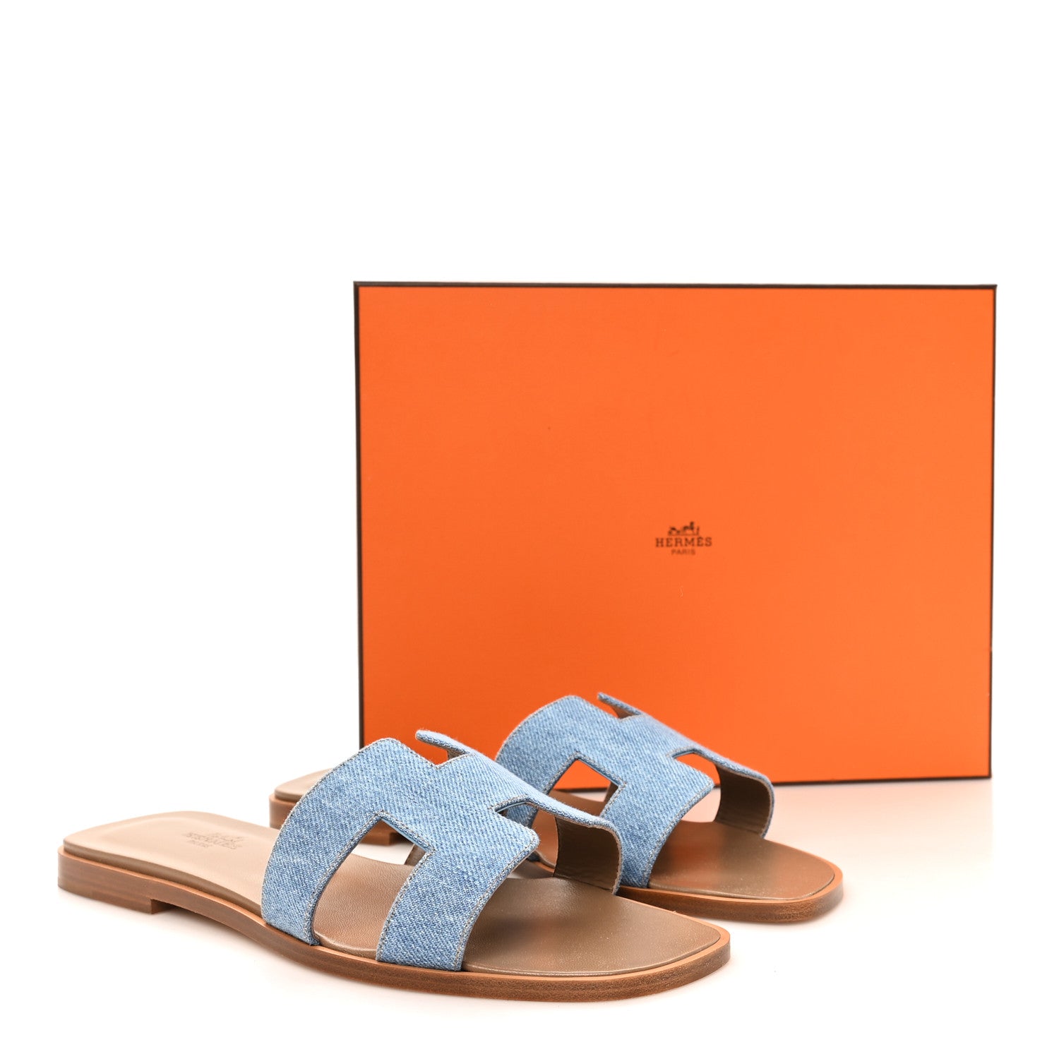 Hermes Denim Canvas Oran Sandals 39 Bleu Clair 10 of 10