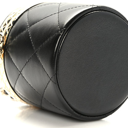 Chanel Metal Lambskin Quilted Mini Lock Frame Vanity Clutch Black 9 of 11