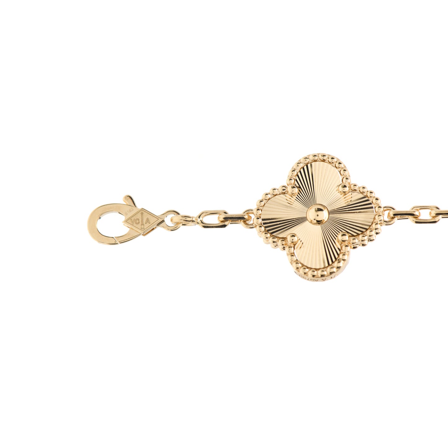 18K Yellow Gold 5 Motifs Guilloche Vintage Alhambra Bracelet