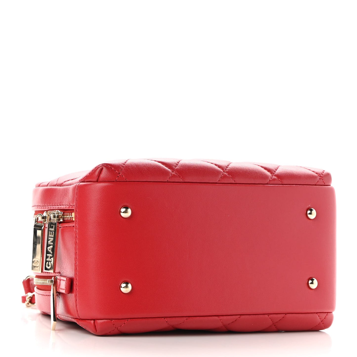Lambskin Quilted Small Trendy CC Bowling Bag Red