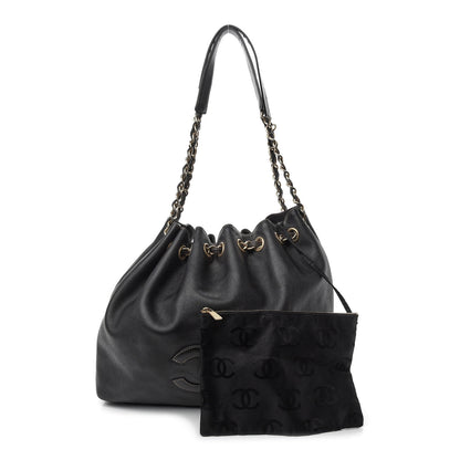 Chanel Grained Calfskin CC Drawstring Bucket Bag Black 2 of 11
