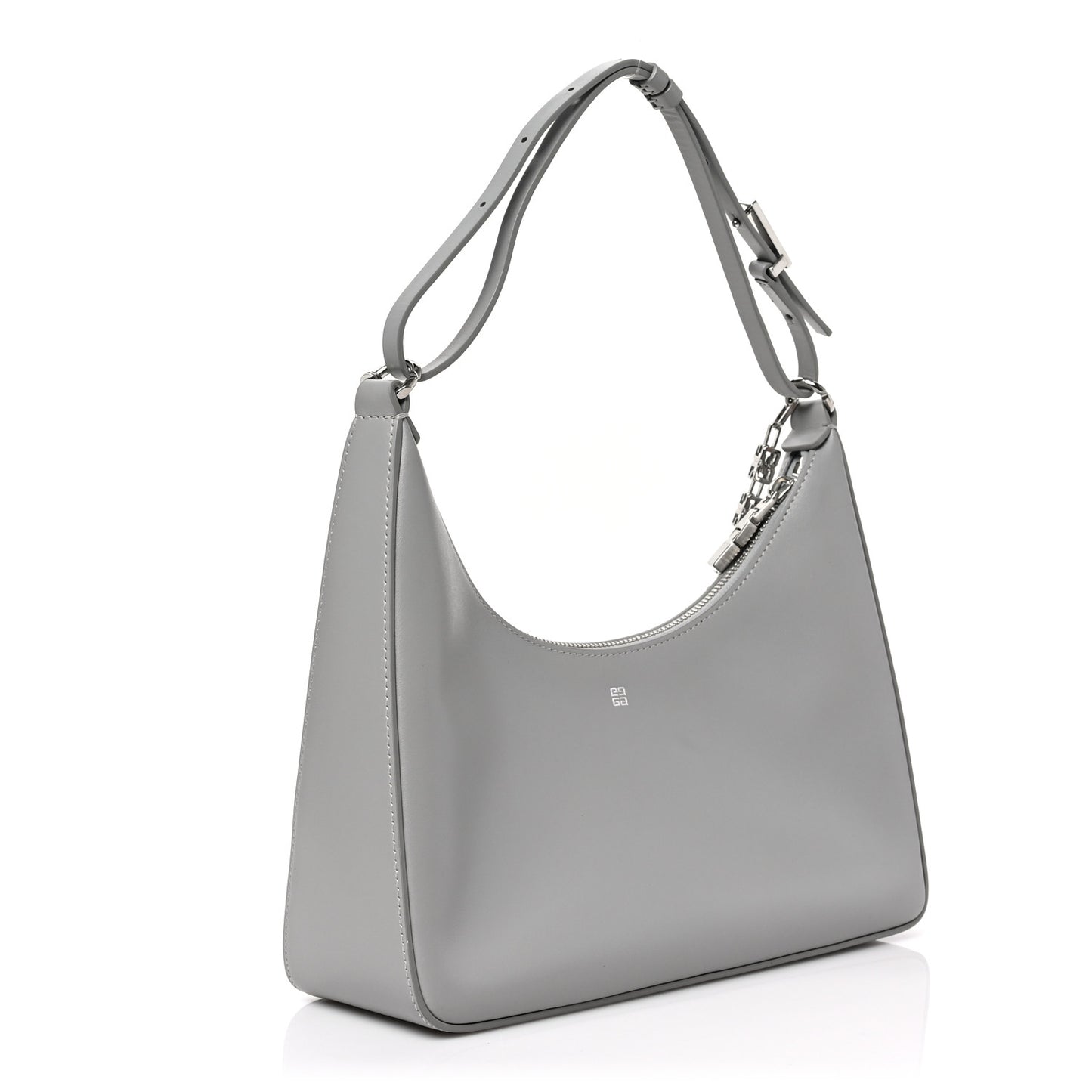 Smooth Calfskin Small Moon Cut Out Shoulder Bag Grey