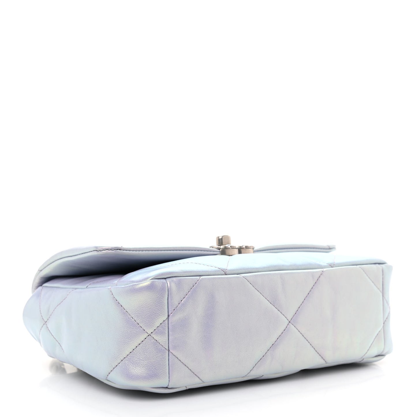 Iridescent Calfskin Quilted Medium Chanel 19 Flap Light Purple Blue