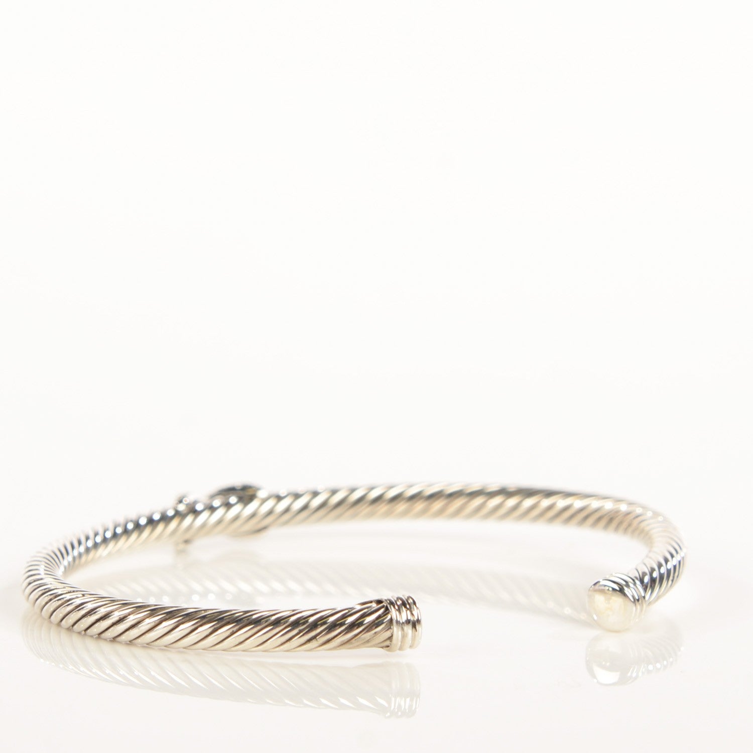 David Yurman Sterling Silver Diamond 4mm X Cable Bracelet 3 of 6