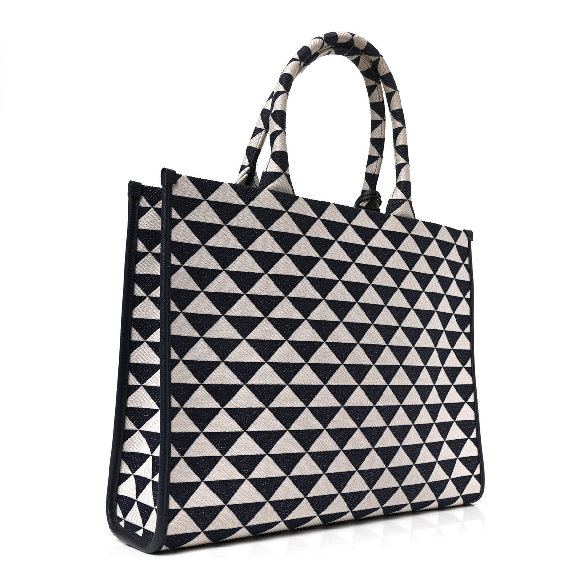 Prada Jacquard Saffiano Triangolo Symbole Embroidered Large Tote Baltico Talco 3 of 9