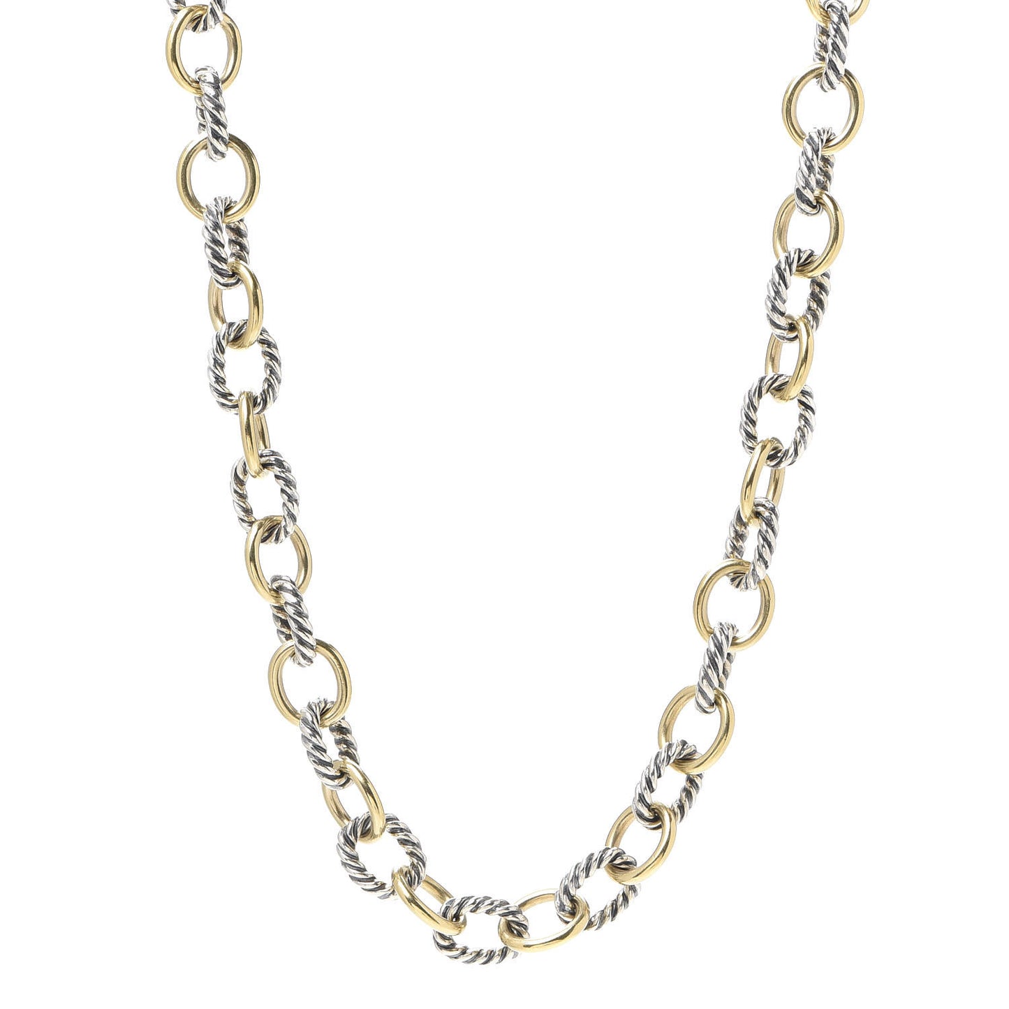Sterling Silver 18K Yellow Gold 12mm Large Oval Link Necklace