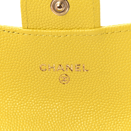 Chanel Caviar Quilted Flap Card Holder Wallet Yellow 6 of 12