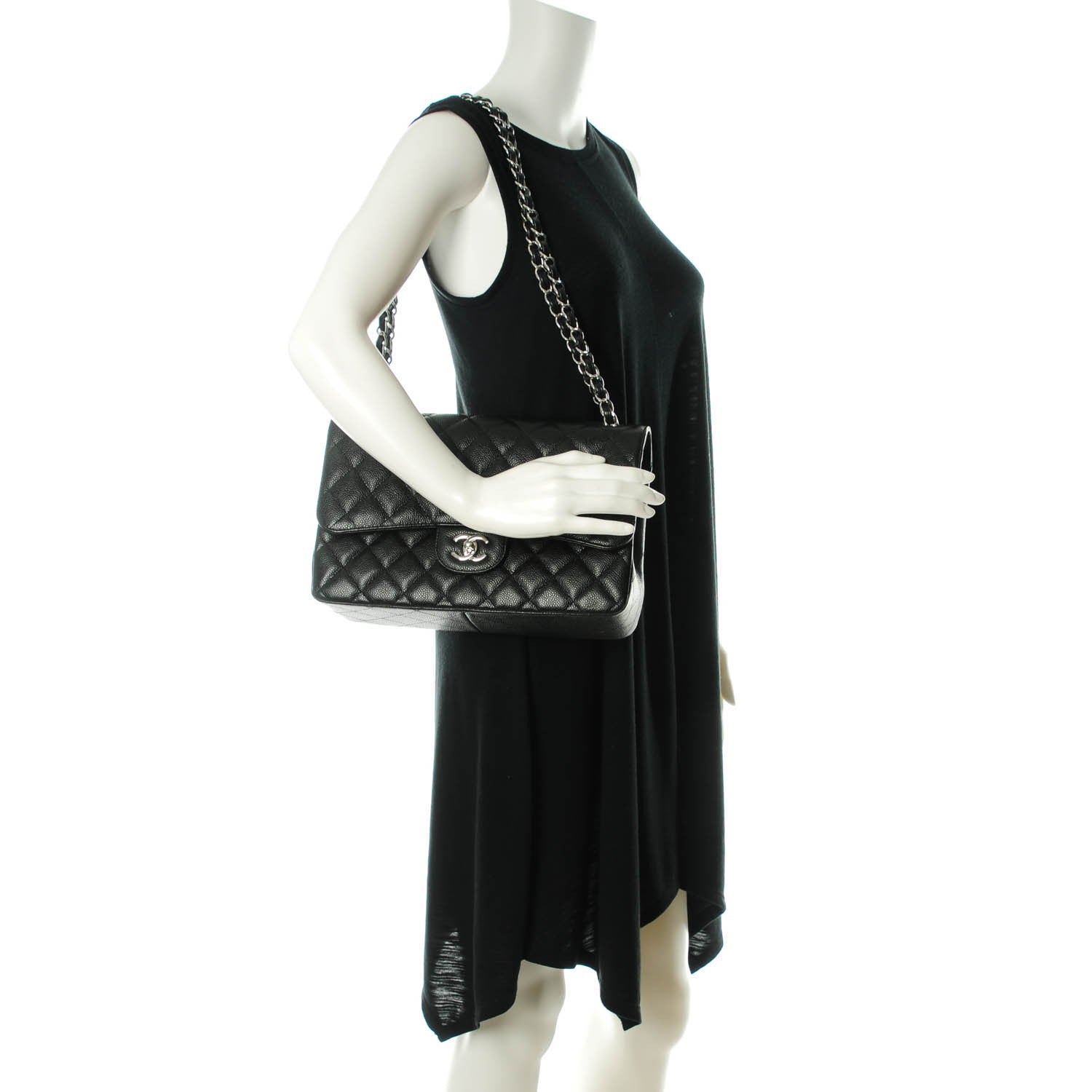 Chanel Caviar Quilted Jumbo Double Flap Black 2 of 8
