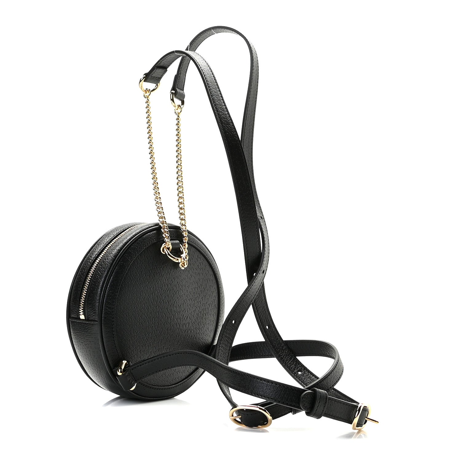Gucci Grained Calfskin Web Mini Ophidia Round Backpack Black 2 of 8