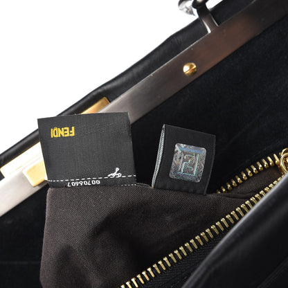 Fendi Vitello Suede Large Peekaboo Iconic Satchel Black 8 of 12