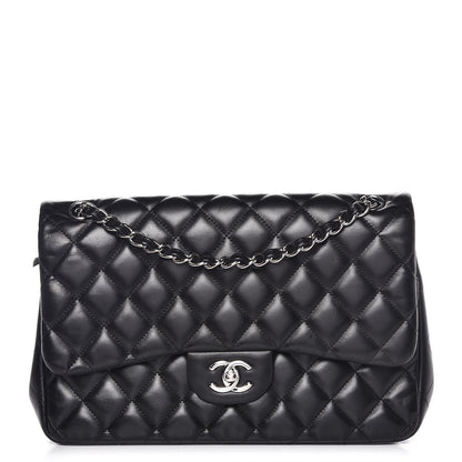 Chanel Lambskin Quilted Jumbo Double Flap Black 1 of 8