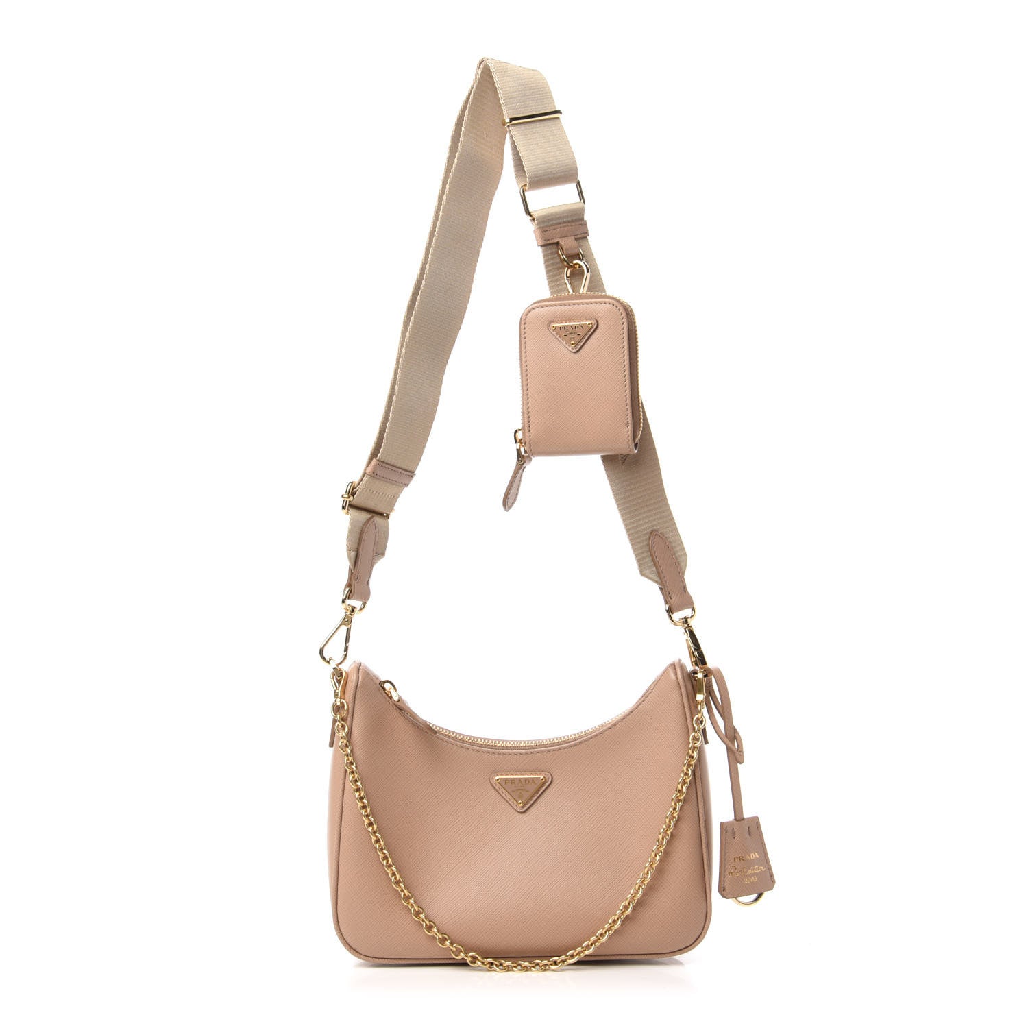 Prada Saffiano Re-Edition 2005 Shoulder Bag Cammeo Beige 1 of 10