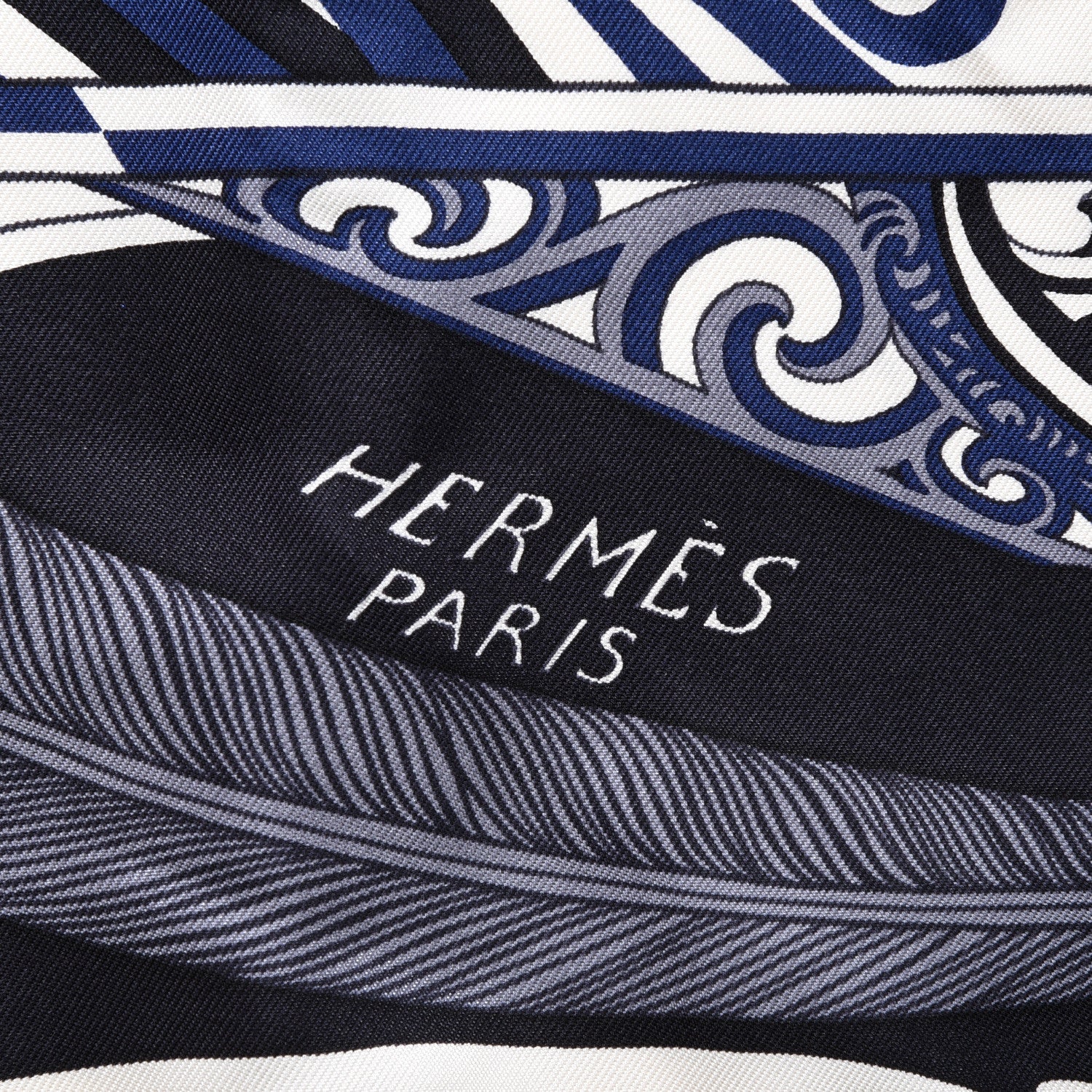 Hermes Silk Kawa Ora Scarf 90 Ivory Marine Black 6 of 6