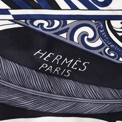 Hermes Silk Kawa Ora Scarf 90 Ivory Marine Black 6 of 6