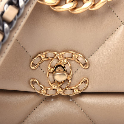 Chanel Lambskin Quilted Medium Chanel 19 Flap Dark Beige 10 of 10
