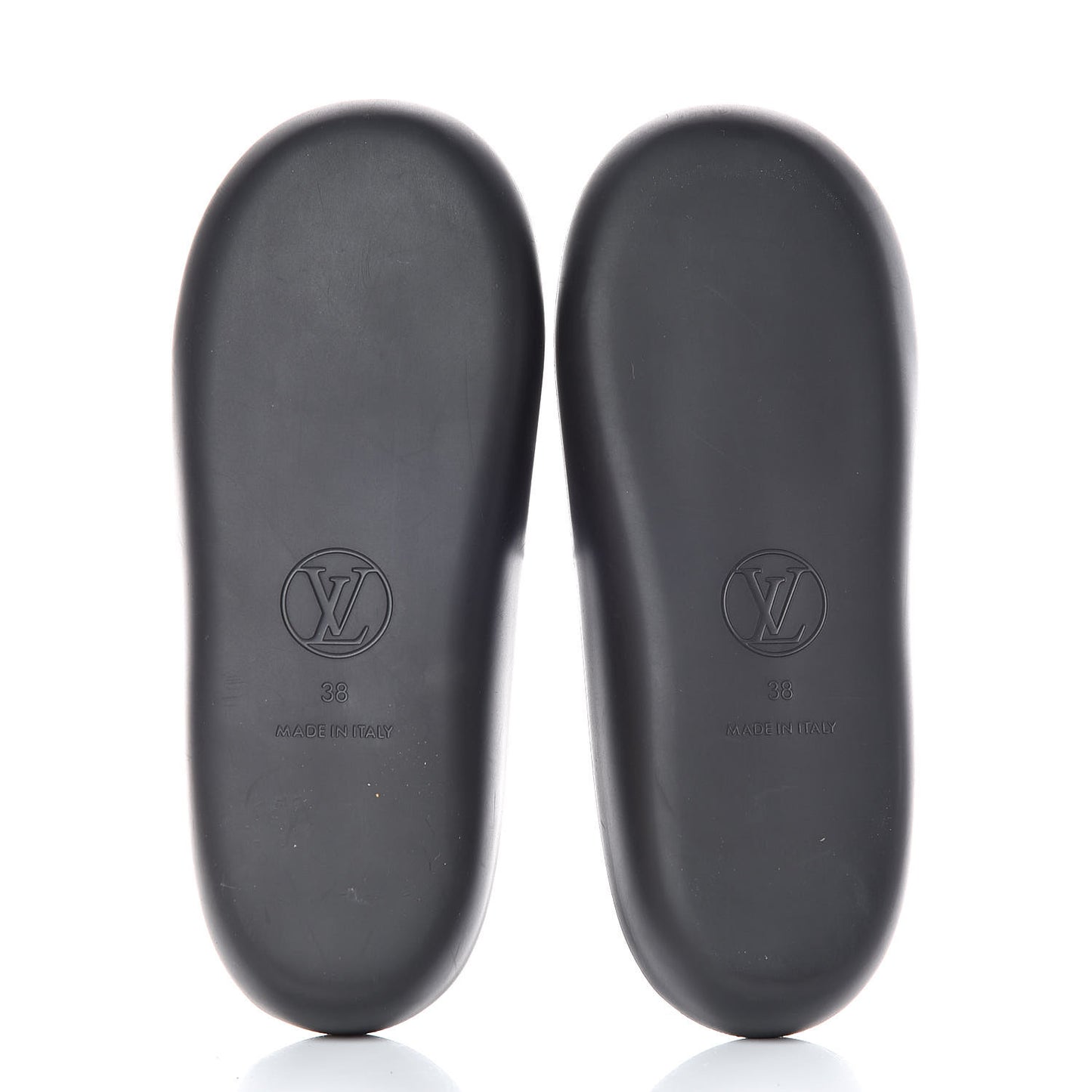 Metallic Calfskin Logo Sunbath Slide Sandals 38 Black