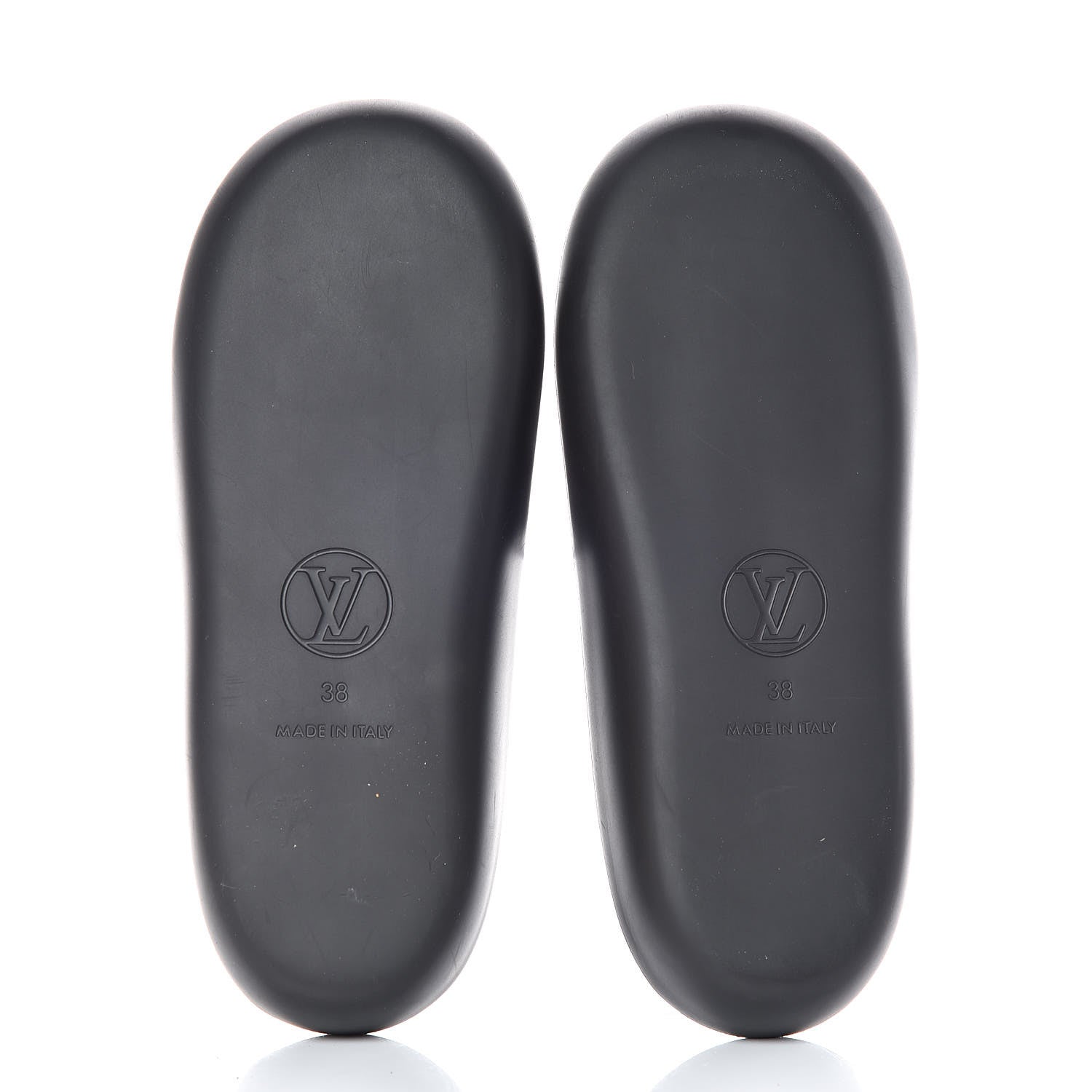 Louis Vuitton Metallic Calfskin Logo Sunbath Slide Sandals 38 Black 5 of 9