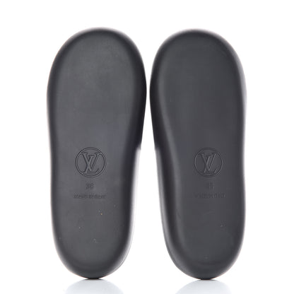 Louis Vuitton Metallic Calfskin Logo Sunbath Slide Sandals 38 Black 5 of 9