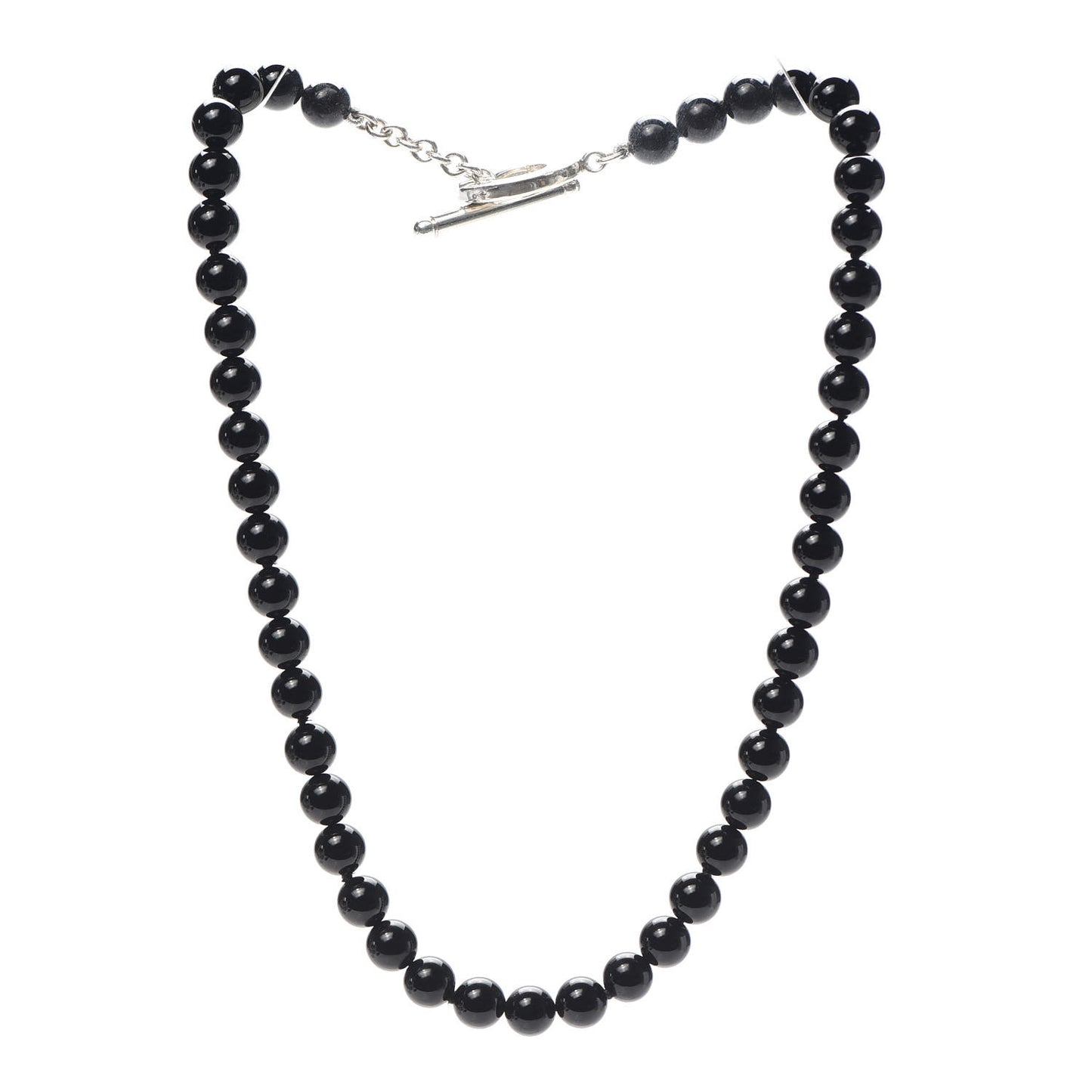 Sterling Silver Black Onyx Bead Toggle Necklace