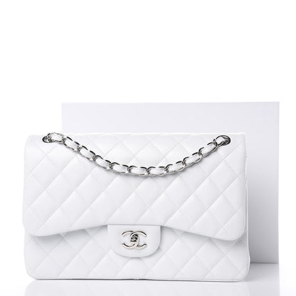 Chanel Caviar Quilted Jumbo Double Flap White 8 of 10