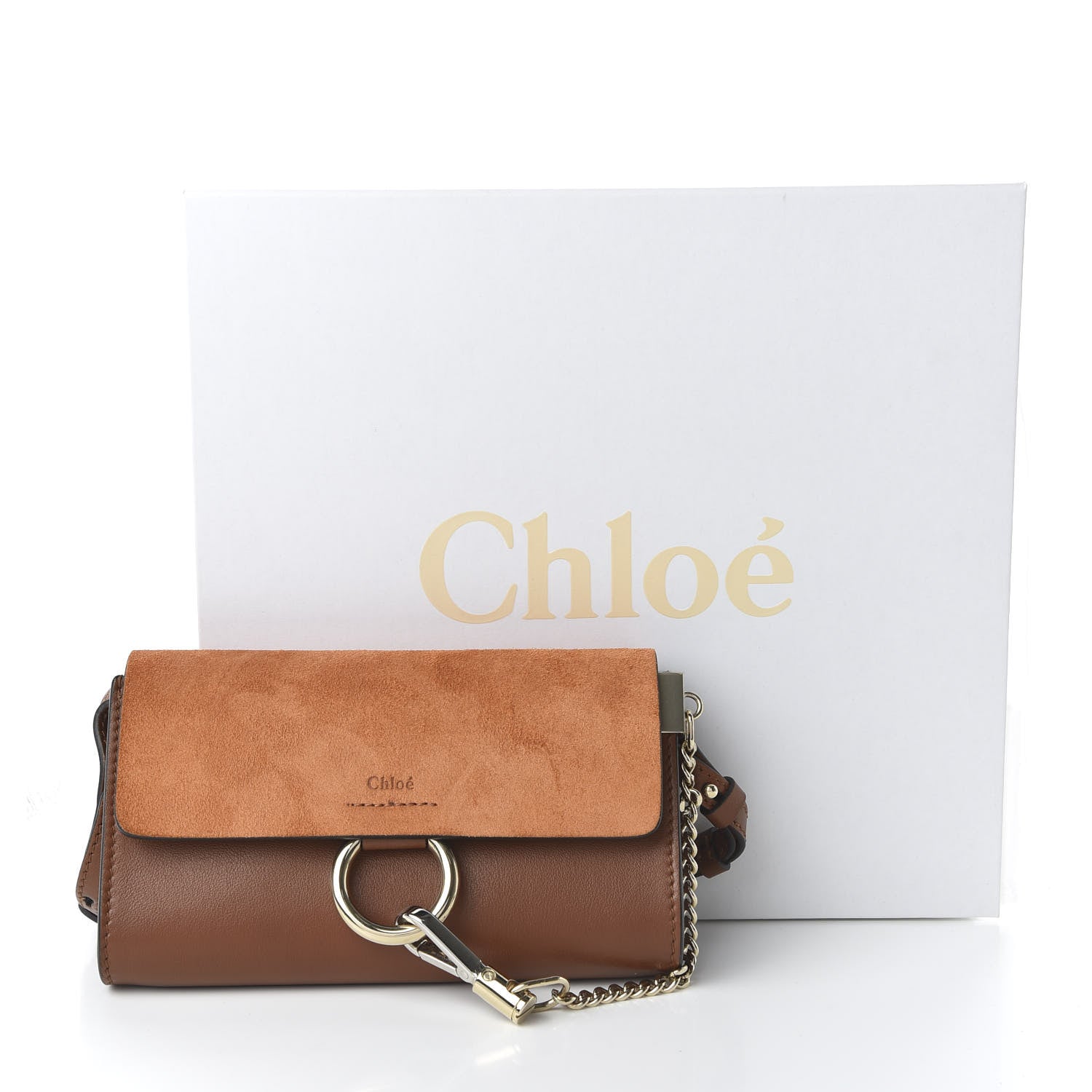 Chloe Suede Calfskin Mini Faye Shoulder Bag Tobacco 11 of 11