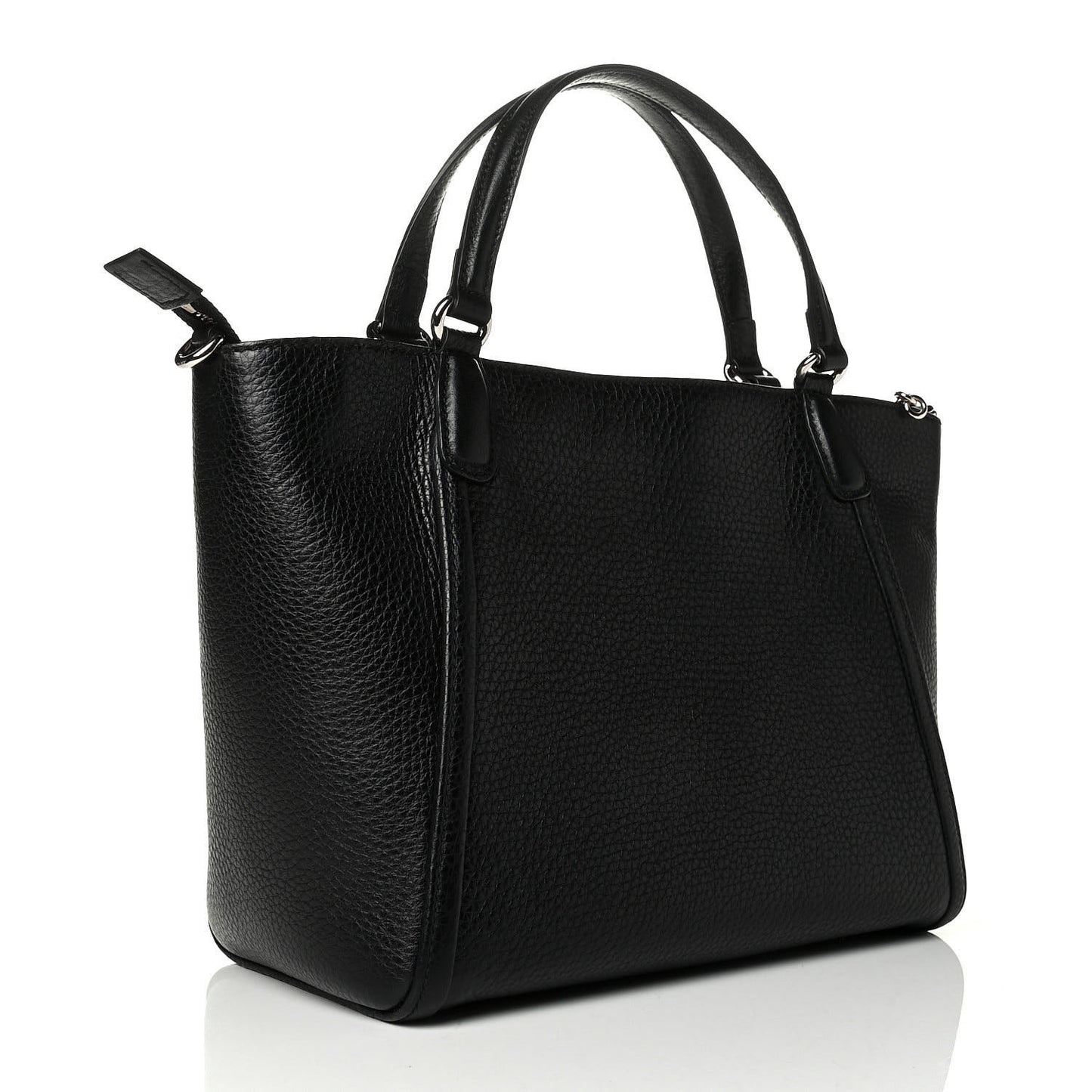 Pebbled Calfskin Small Soho Top Handle Bag Black